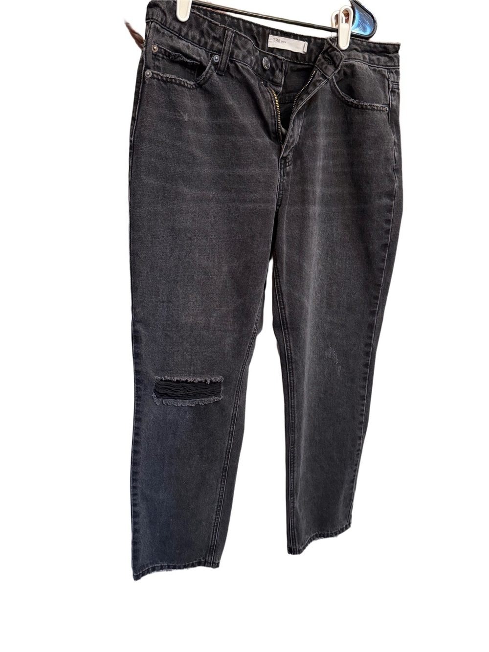 TNR Jeans Size 28 Black Distressed Straight Leg Jeans